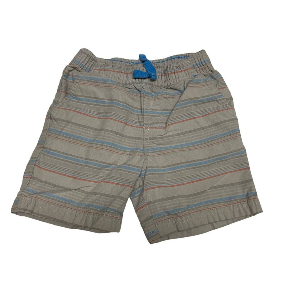 Circo Boys Shorts Size 3T Gray Blue‎ Orange Striped Elastic Waist Woven Stripe
